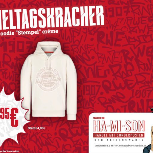 Spieltagskracher: Hoodie „Stempel“ weiss-creme