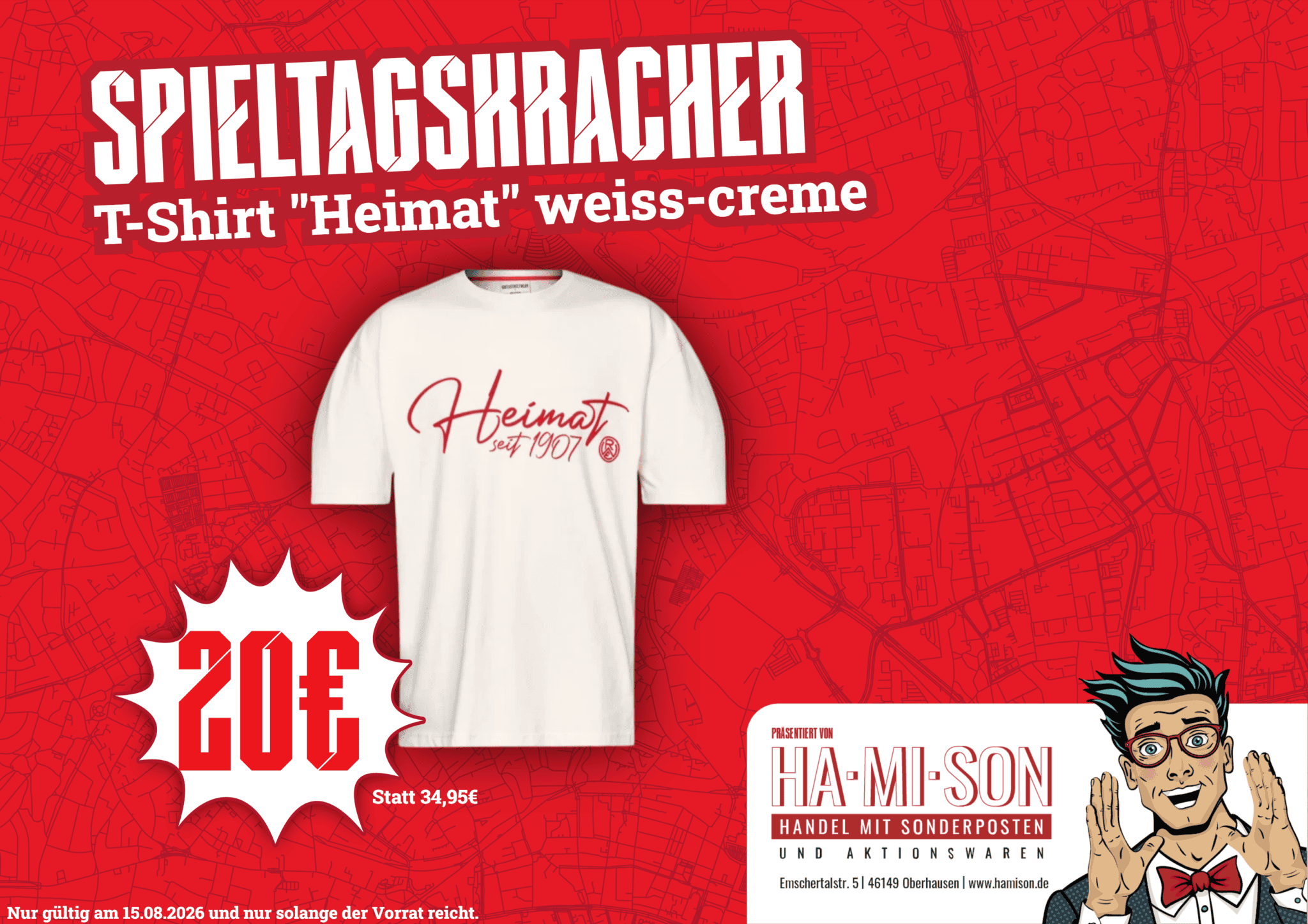 Spieltagskracher: T-Shirt Oversize "Heimat" weiss-creme – Rot-Weiss Essen